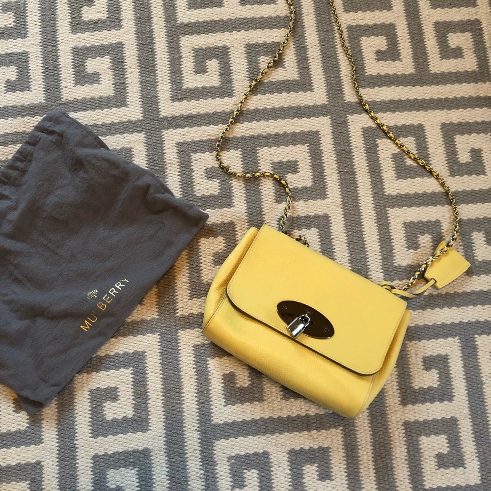 Mulberry leather crossbody purse in cheery yellow!